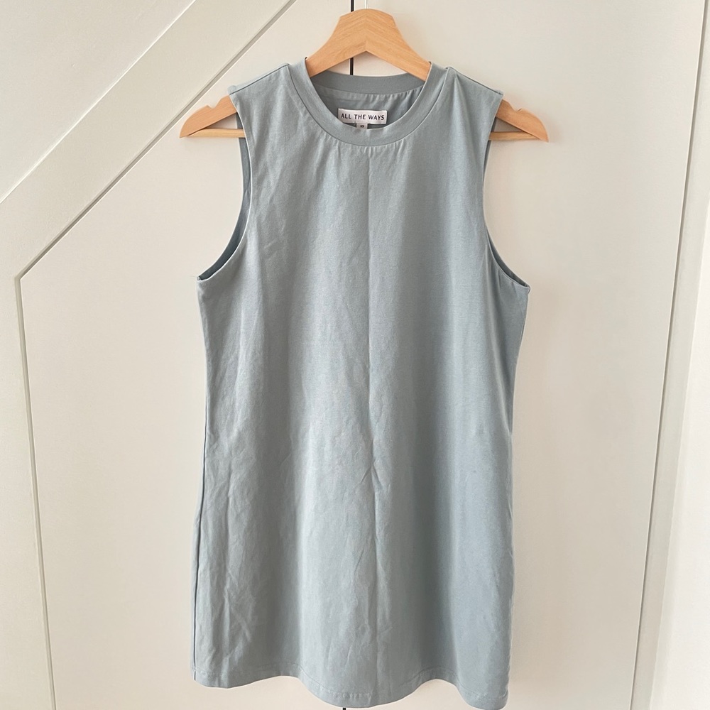 ALL THE WAYS | Kelly Blue/Grey Muscle Tee Dress - Picture 3 of 4
